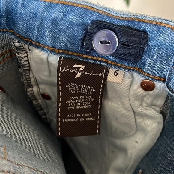 Brand New 7 For All Mankind Flex Stretch Slim Straight Leg Distressed Blue Jeans - Picture 13 of 15
